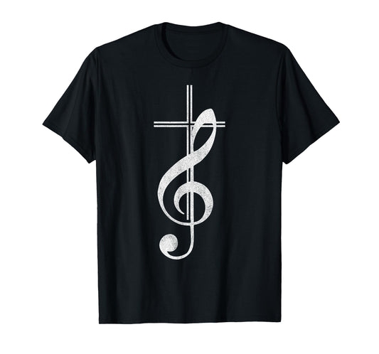 Cross Treble Clef Music Jesus Christianity Faith Religious T-Shirt