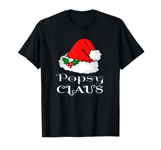Christmas Popsy Claus Matching Pajama Mens Santa Hat X-mas T-Shirt