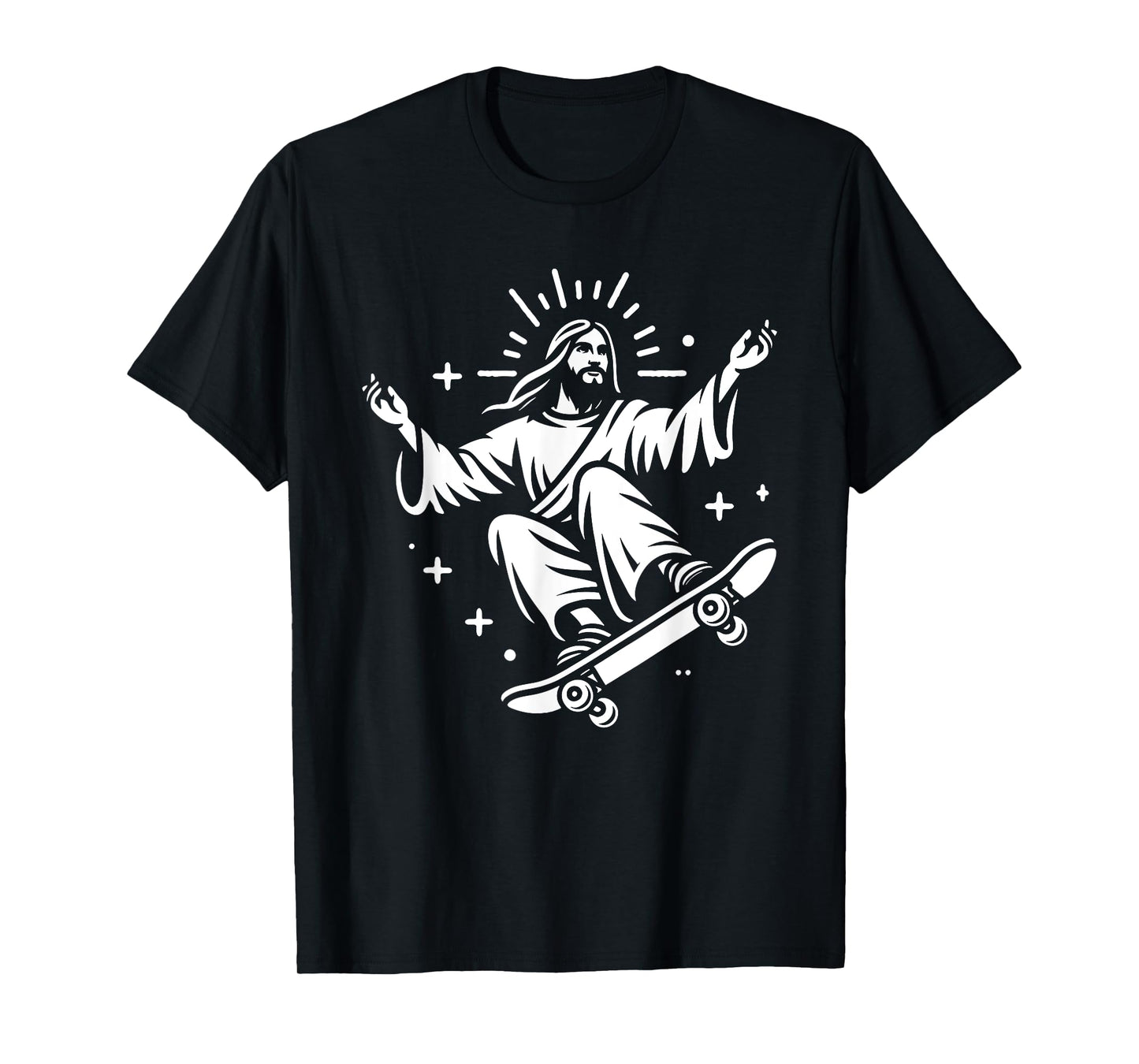 Jesus Riding Skateboard Funny Christian Skateboarding T-Shirt