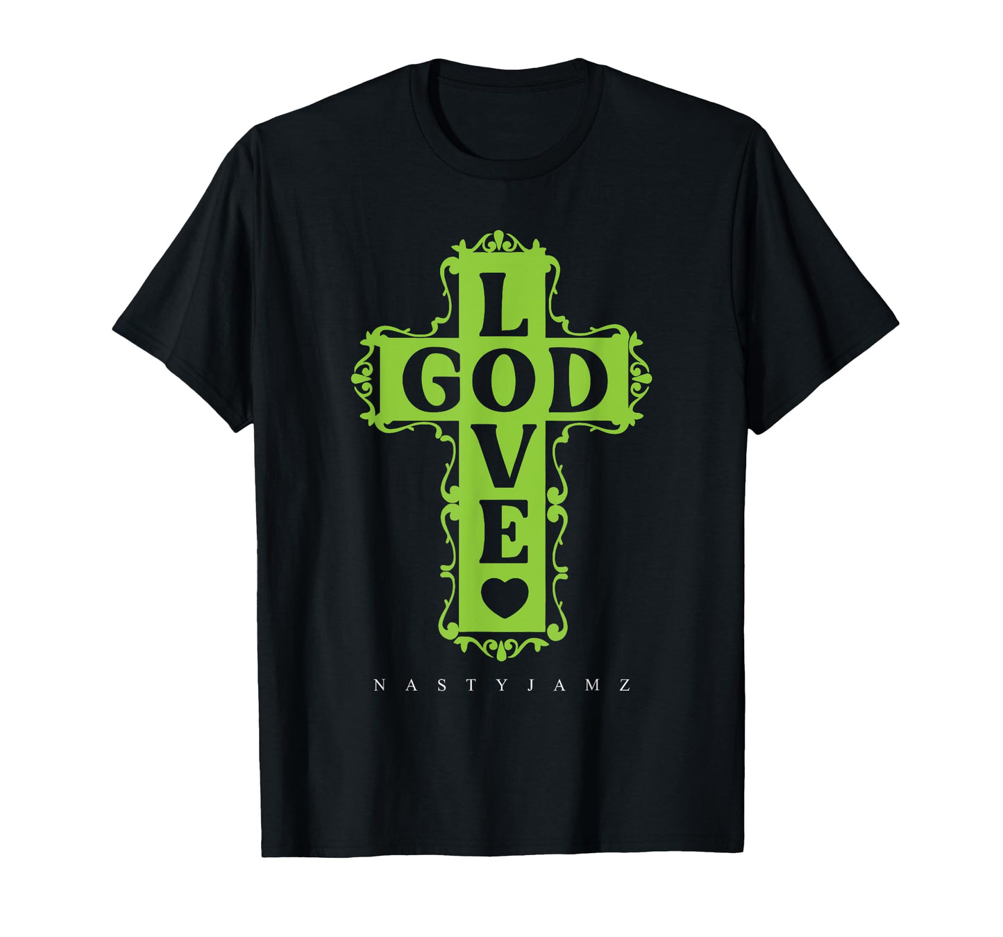 Air Foamposite One Black Volt God Love Green Black Jesus T-Shirt