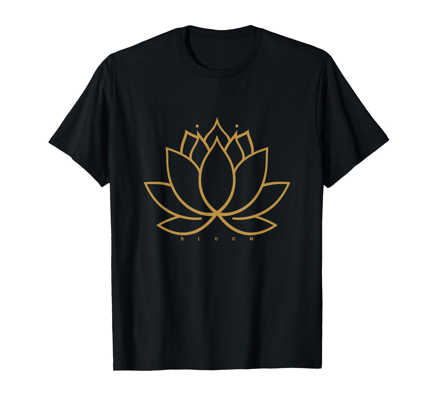 Bloom Golden Lotus Minimal Spiritual Art T-Shirt
