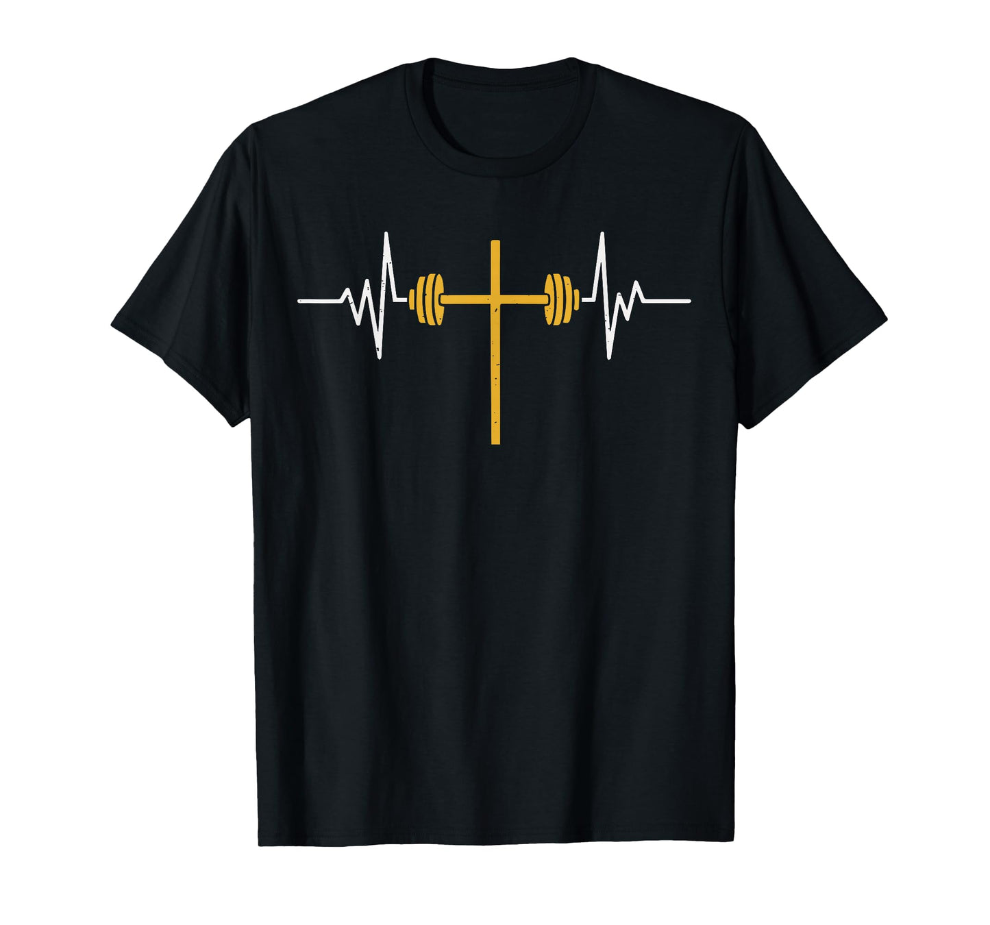 Barbell Cross Dumbbell Jesus Funny Christian Workout Gym Men T-Shirt
