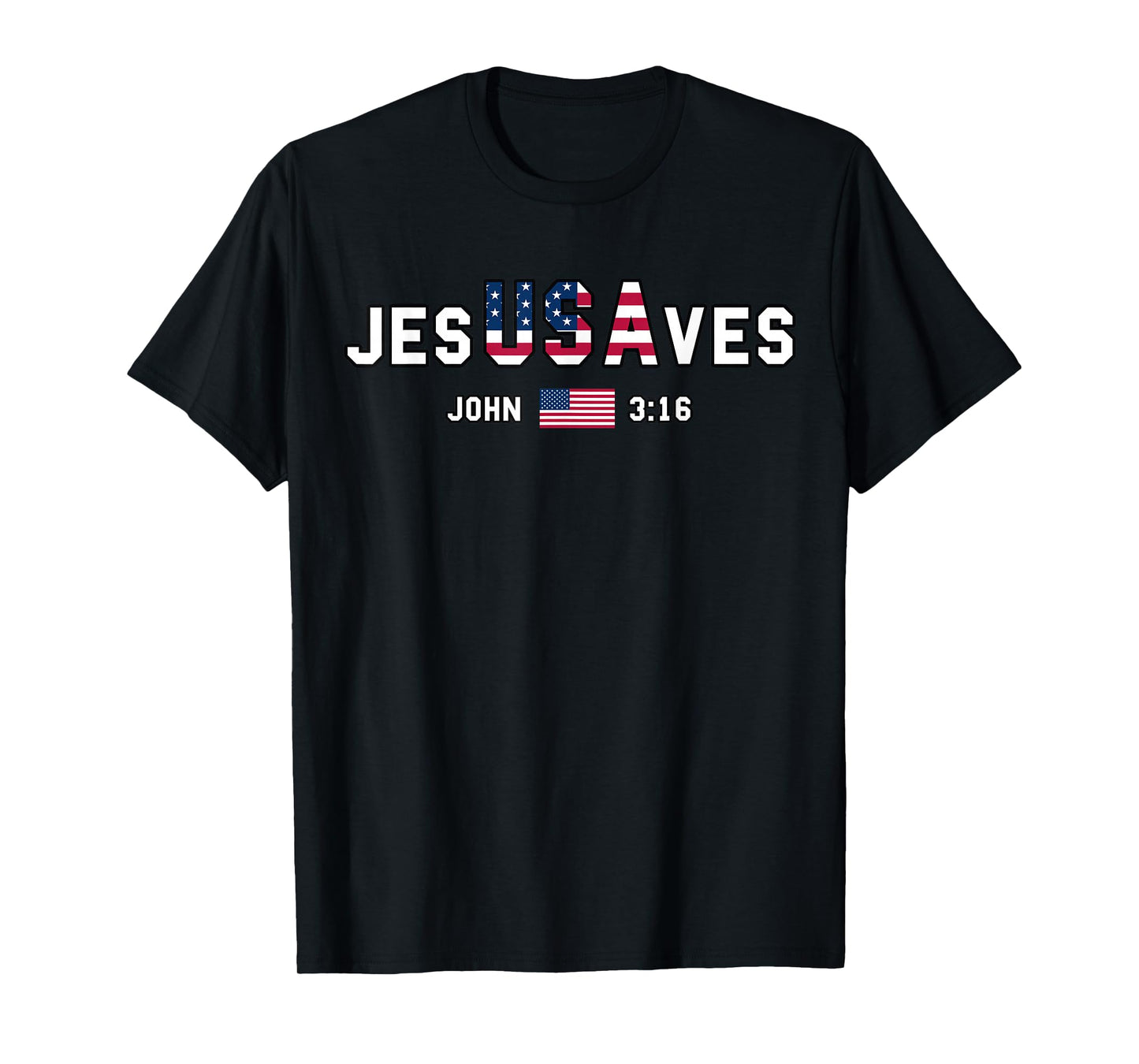 American Flag Jesus Saves USA Flag Patriotic Christian Faith T-Shirt