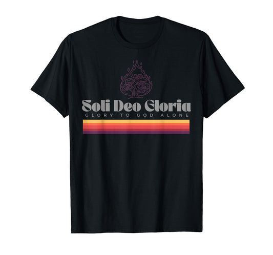 Vintage Burning Bush Soli Deo Gloria Funny Christ Men Women T-Shirt