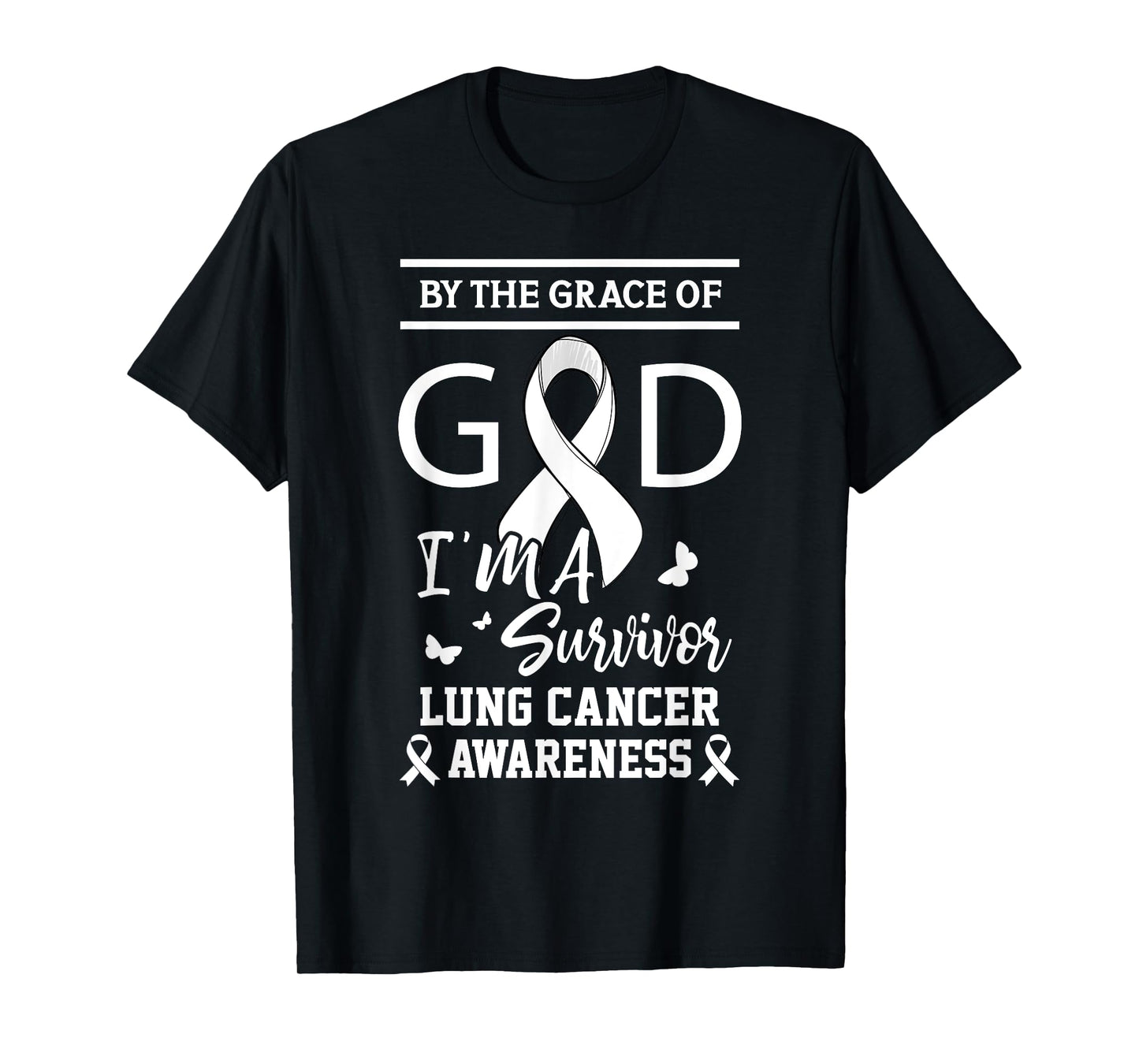 Lung Cancer Survivor Grace by God White Ribbon T-Shirt