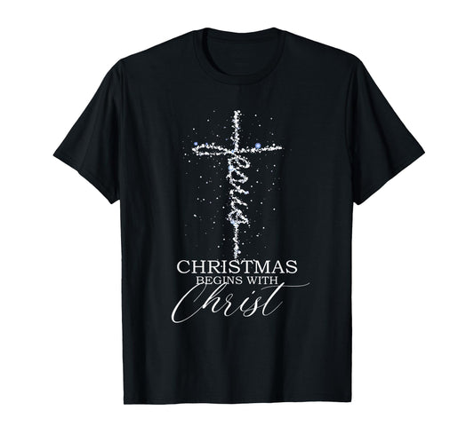 Christmas begins with Christ Jesus Faithful Christian Light T-Shirt