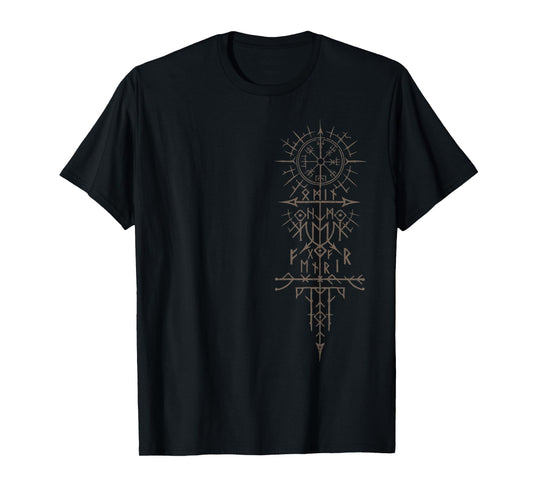 Walhalla Odin Fenrir Runes Nordic Compass Viking T-Shirt
