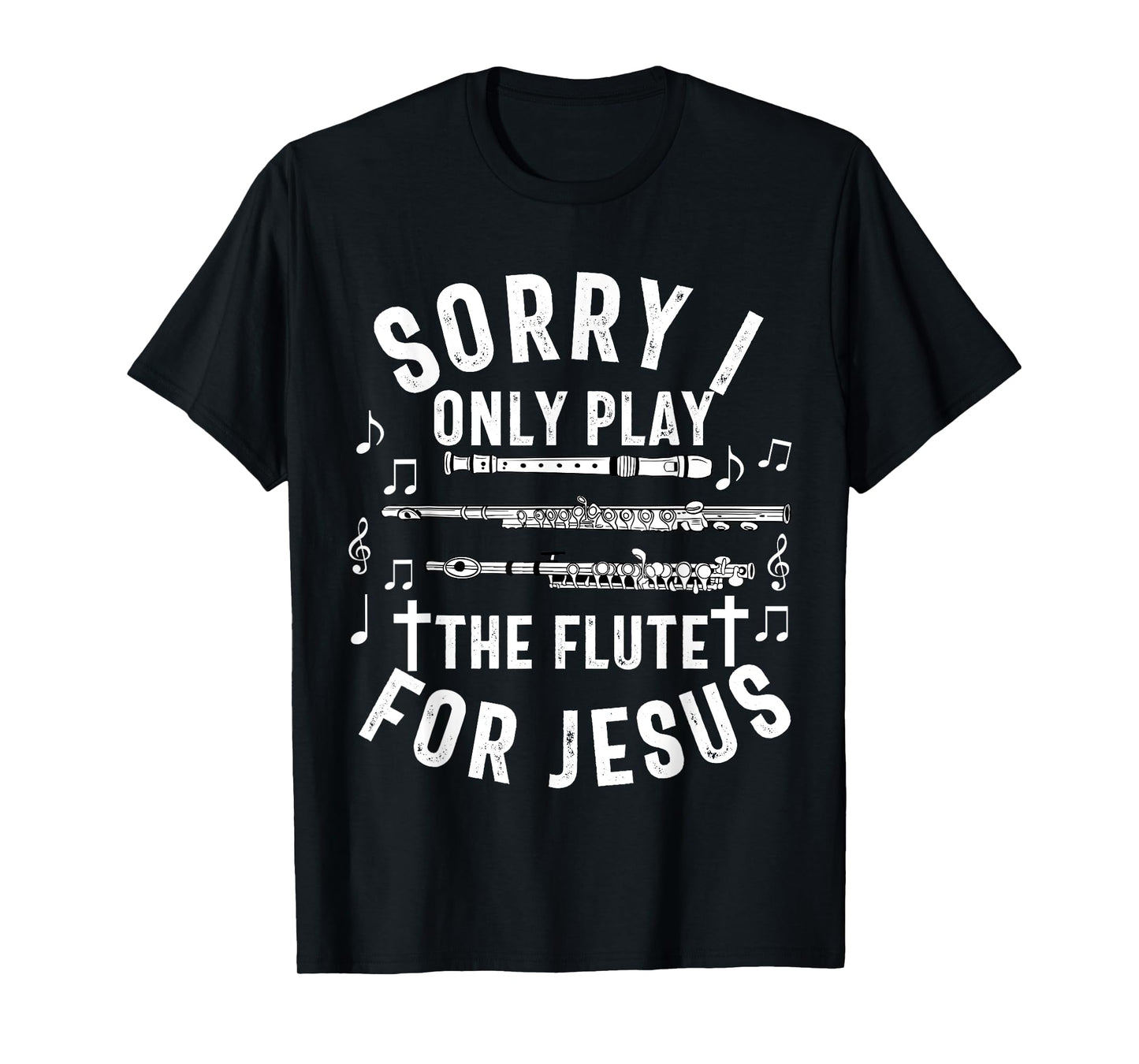 Flute Player Christian Women Girls Men Flutist Jesus Worship T-Shirt