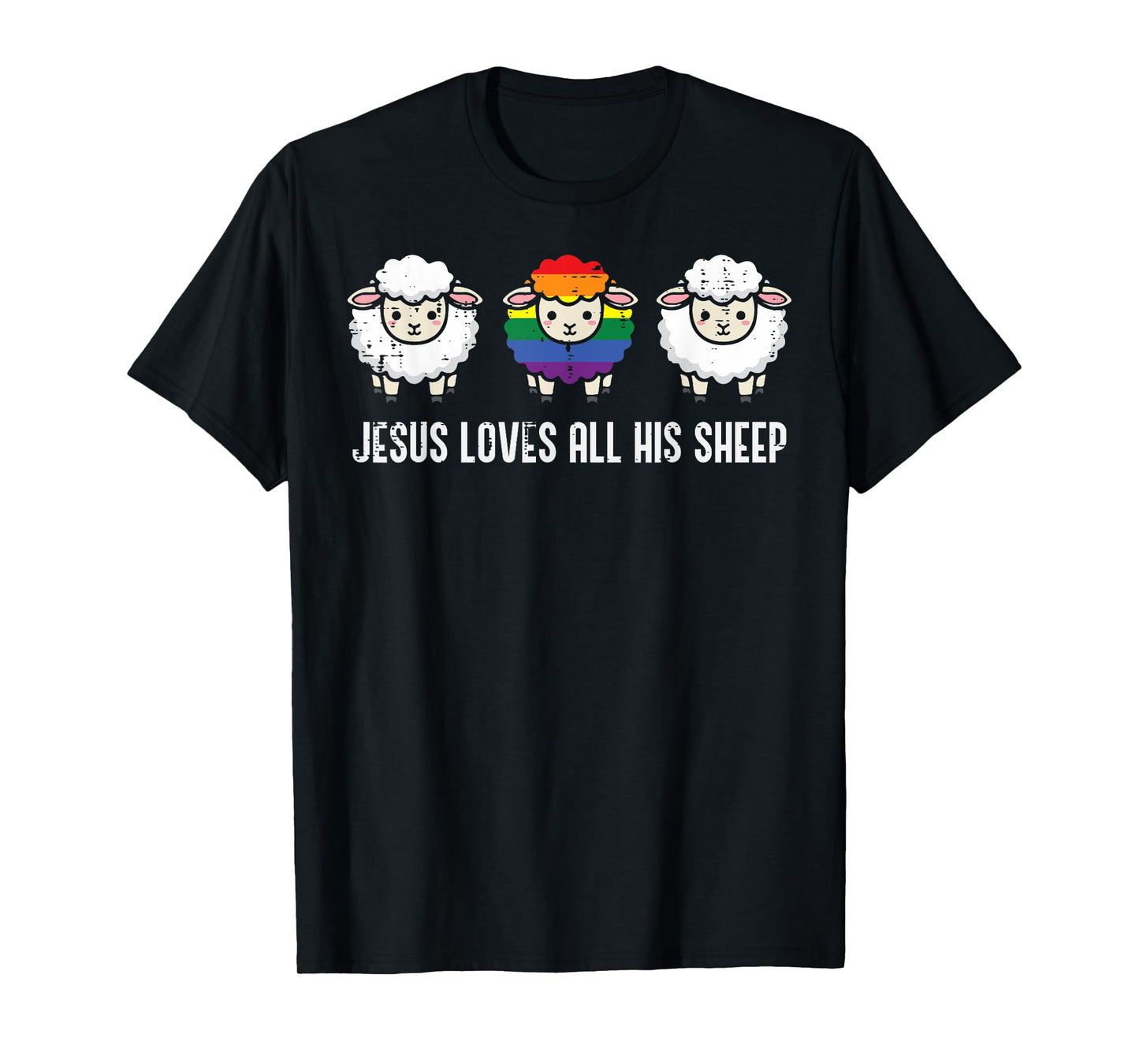 Gay Pride Month Jesus Sheep LGBTQ Ally Rainbow Men Women T-Shirt