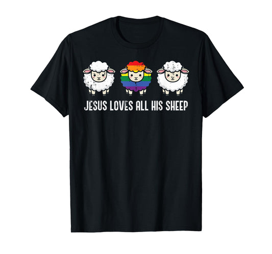 Gay Pride Month Jesus Sheep LGBTQ Ally Rainbow Men Women T-Shirt