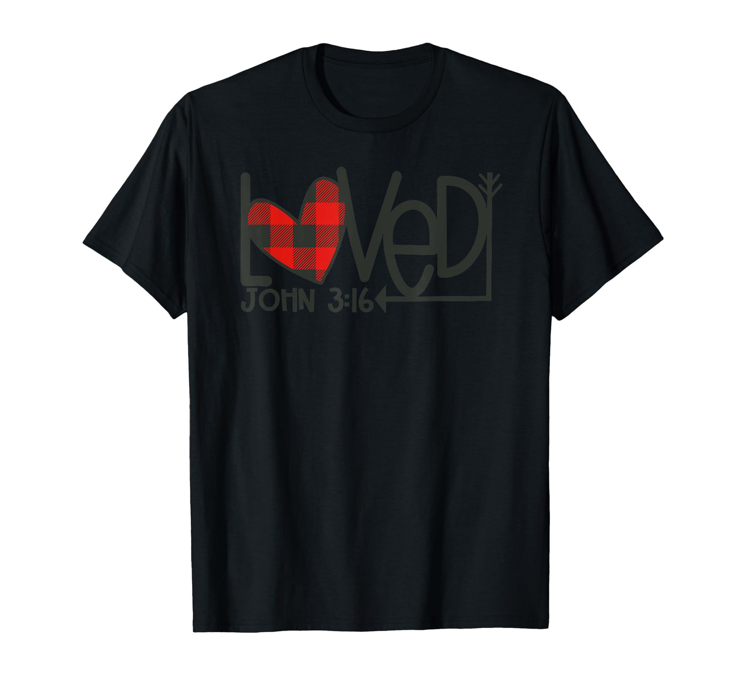 Loved John 3:16 Plaid Heart Christian Valentines Day T-Shirt
