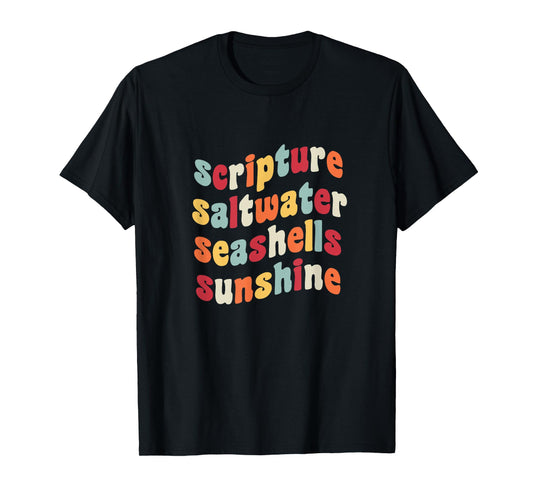 Scripture Saltwater Seashells Sunshine God Christian Retreat T-Shirt