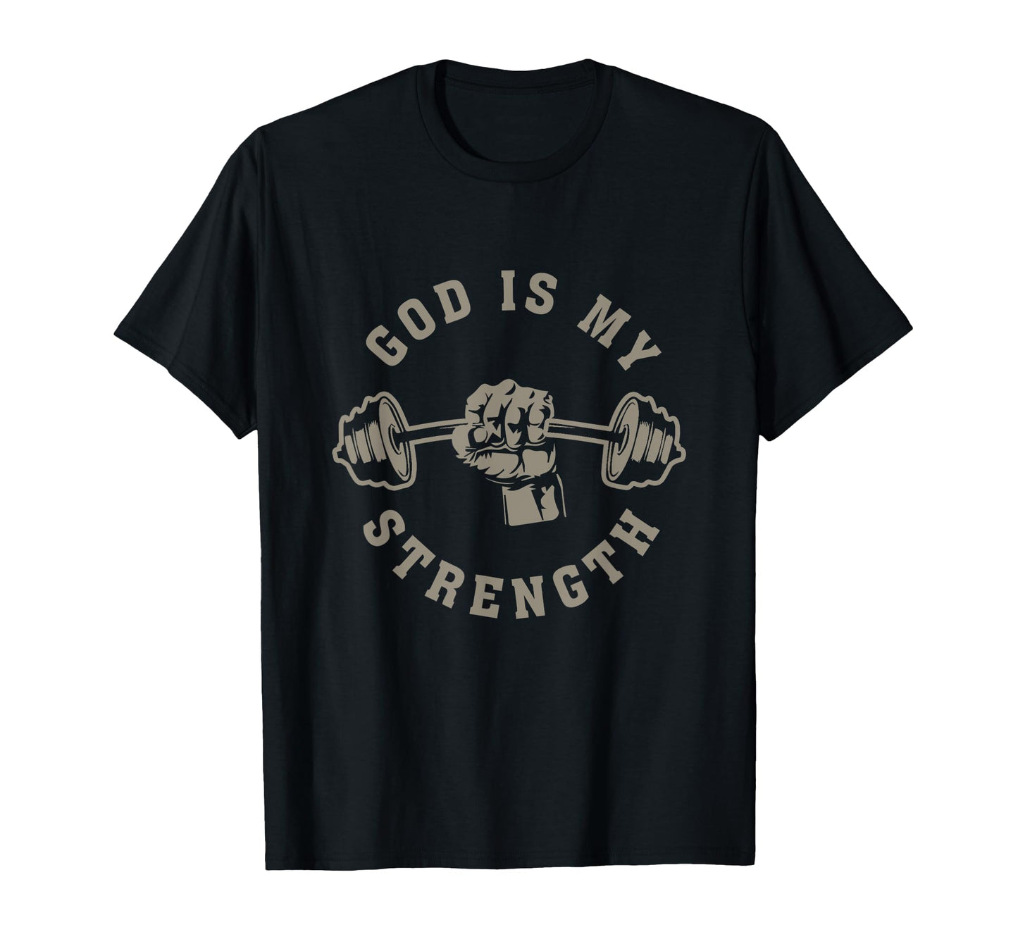 God Is Vintage Art Gym Christian Workout Fitness My Strength T-Shirt, Small, Black
