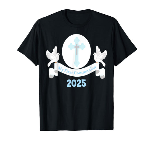 Boy First Communion 2025 Cross Son Godson Nephew Grandson T-Shirt