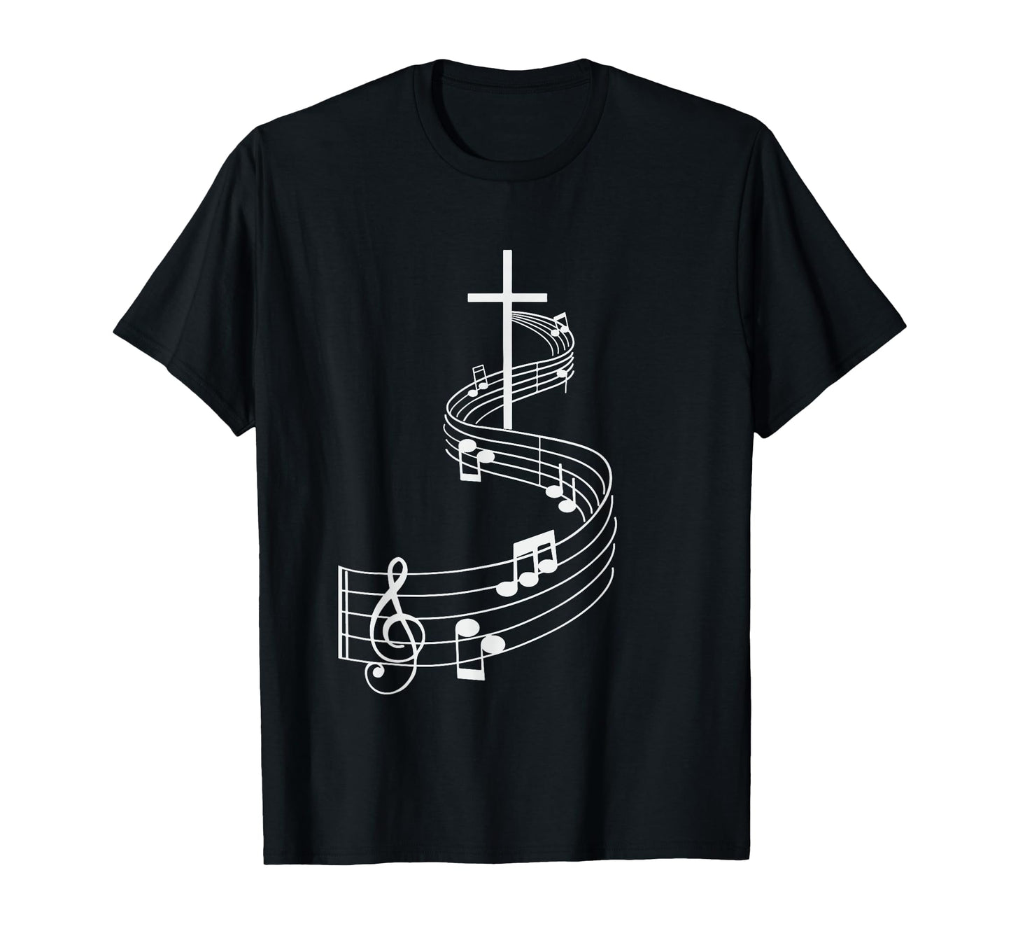 Cross with Treble Clef Musical Gifts Christian shirt T-Shirt