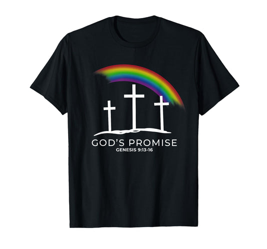 Funny Rainbow Christ Cross - Christian Quote God's Promise T-Shirt
