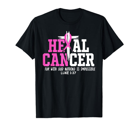 Heal Cancer Believe God Vintage Breast Cancer Awareness T-Shirt