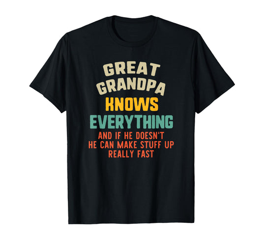 Great Grandpa Knows Everything Vintage Grandpa Funny T-Shirt