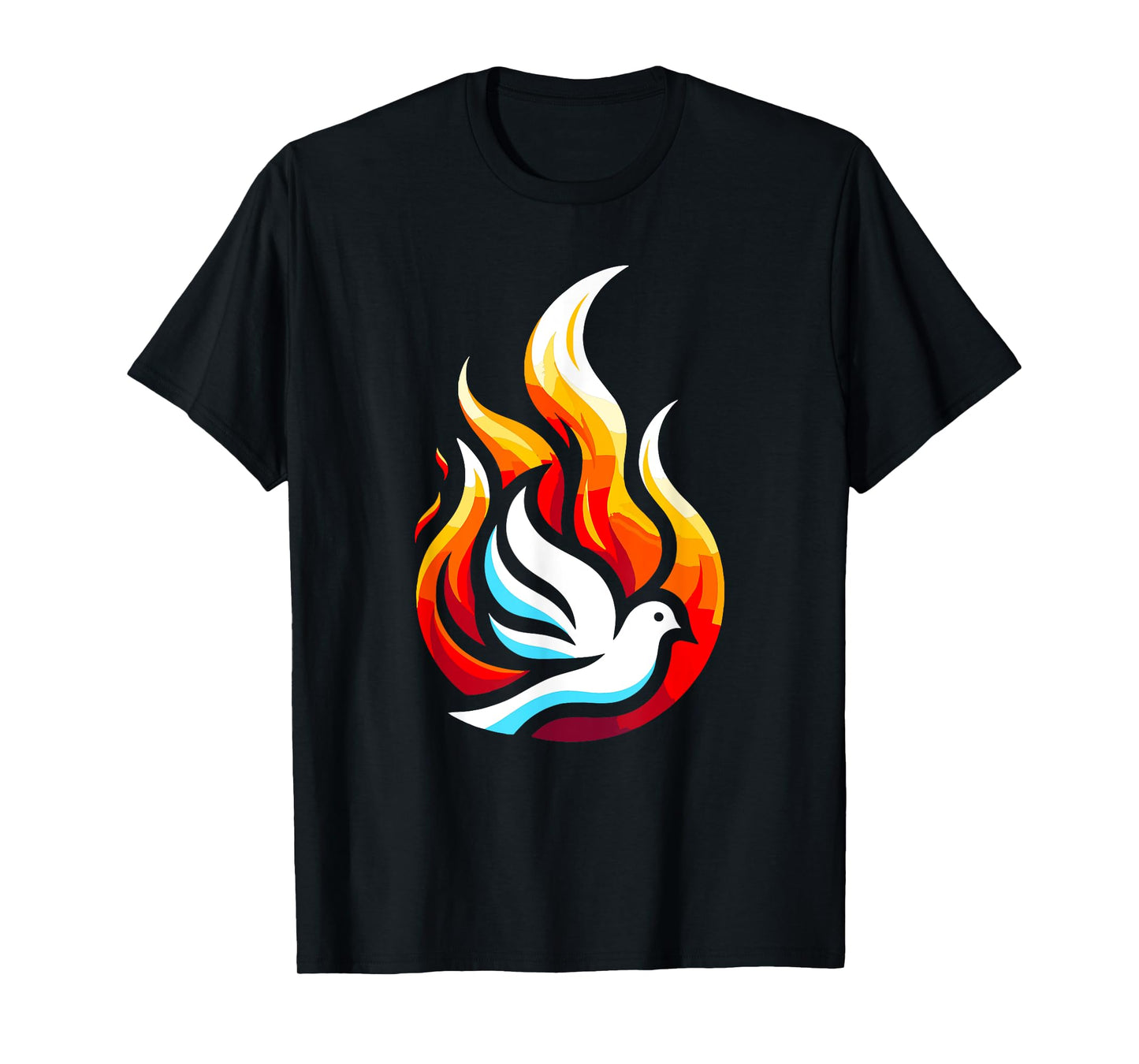 Silhouette Dove Flame Fire Pentecost Orthodox Christmas T-Shirt