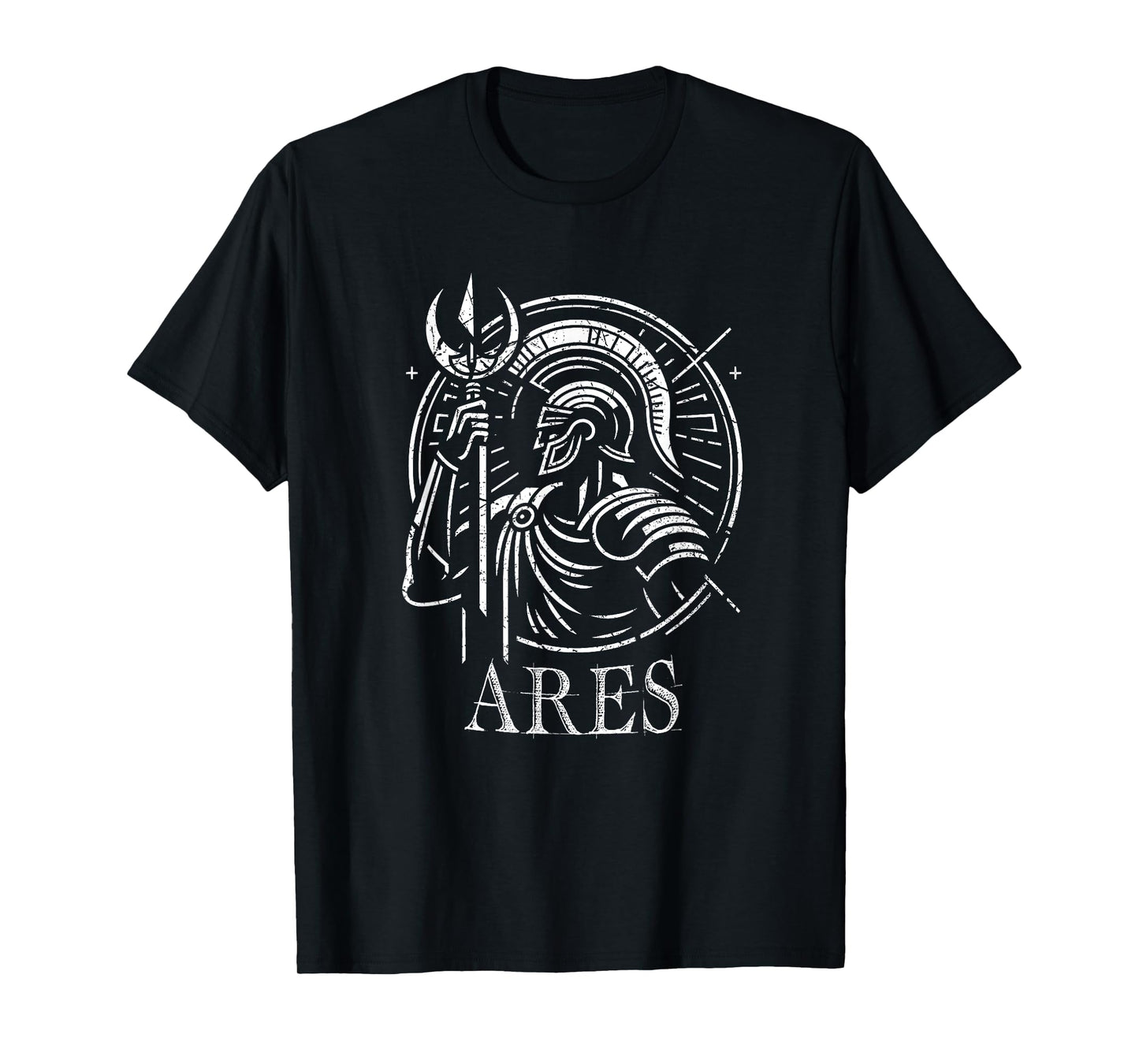 Ares Greek god Olympian , geometrical lines Art Distressed T-Shirt