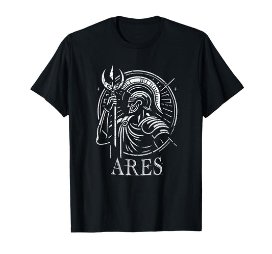 Ares Greek god Olympian , geometrical lines Art Distressed T-Shirt