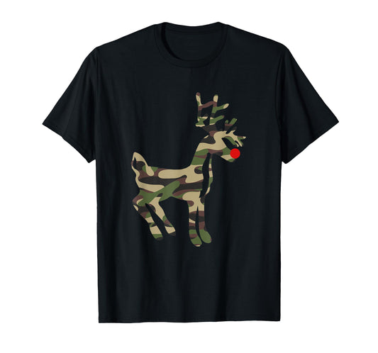Reindeer Red Nose Camo Camouflage - Xmas Holiday Hunting T-Shirt