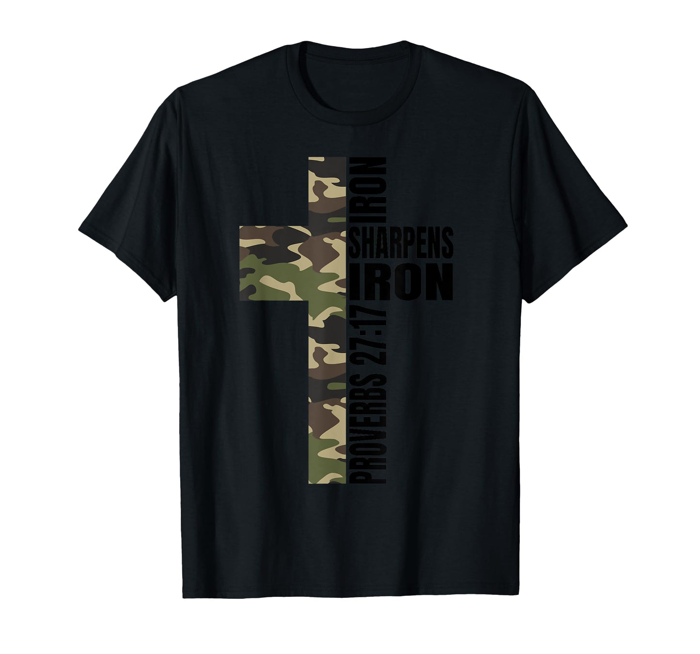 Green Camo Iron Sharpens Iron Christian Cross Family Couples T-Shirt