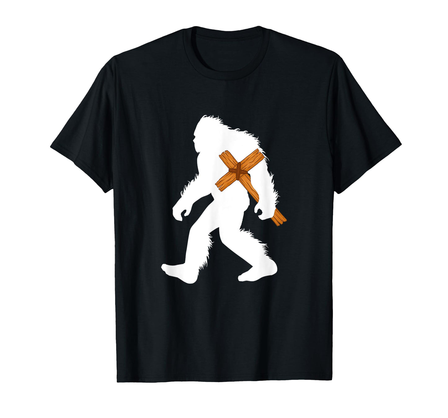 Christmas Bigfoot Carrying Cross Christian Faith Sasquatch T-Shirt