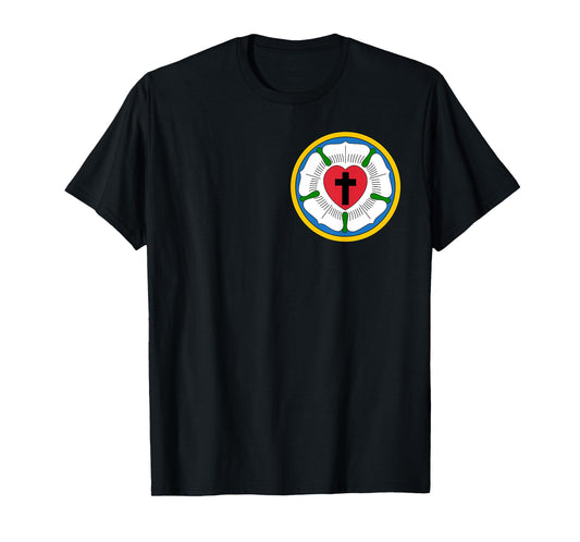 Lutheran Martin Luther Heart Rose Concords Reformation Cross T-Shirt