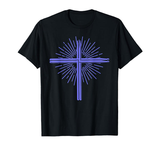 Cool Drumsticks Christian Cross Drummer Gift For Men Women T-Shirt