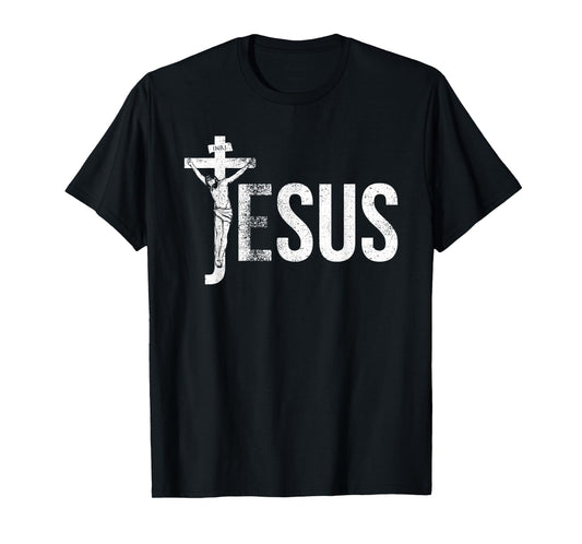 Vintage Jesus Christ On Cross Crucifixion Crown Of Thorns T-Shirt