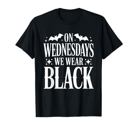 On Wednesdays We Wear Black Halloween Witch Spooky Season T-Shirt