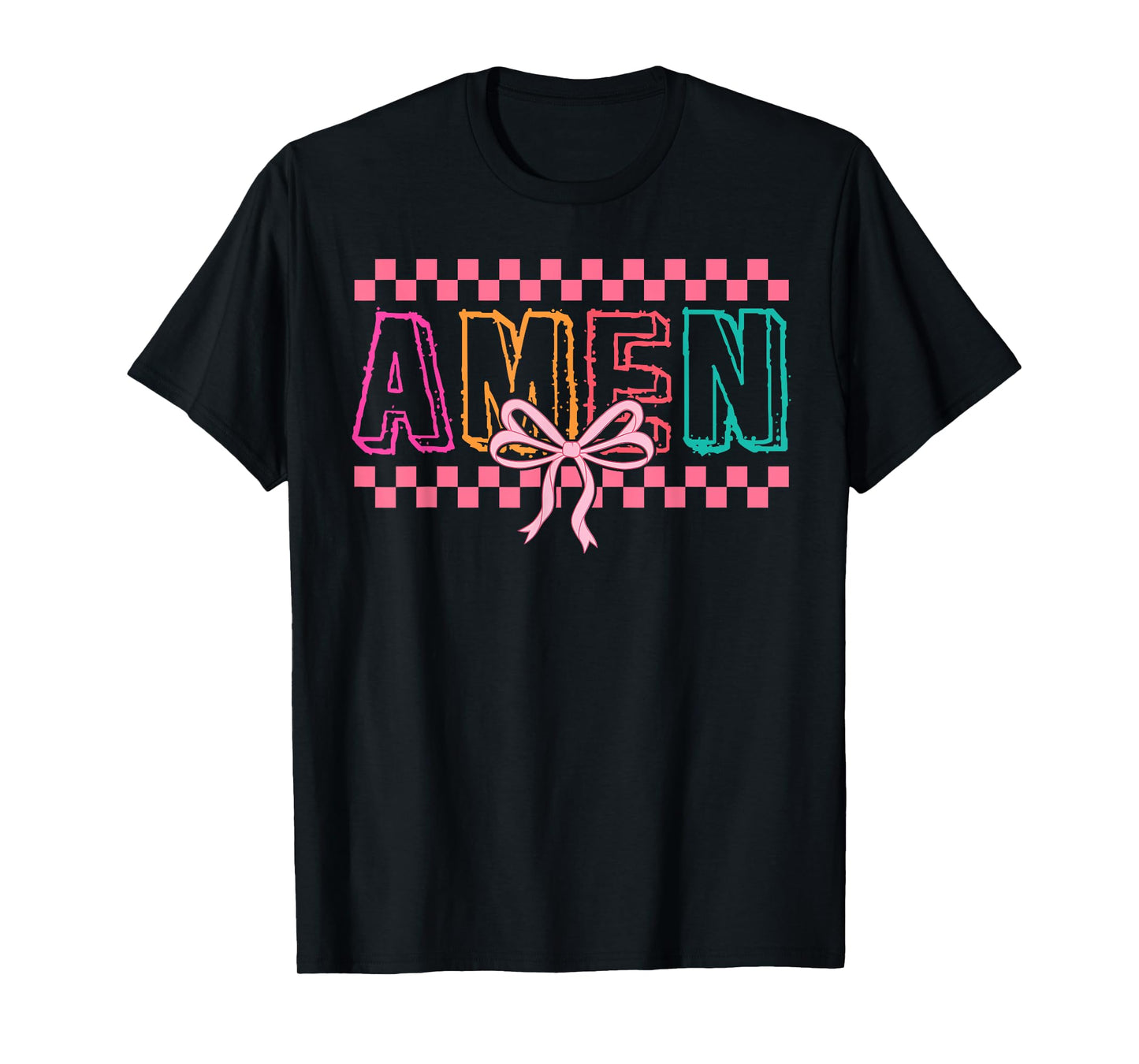 Retro Amen Coquette Bow Jesus Girl Women Happy Easter Day T-Shirt