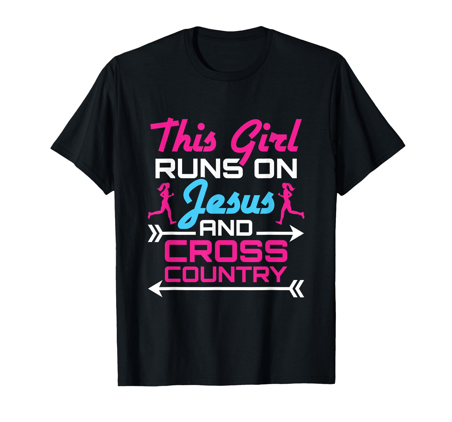 This Girl Runs on Jesus and Cross Country Cute Running XC T-Shirt