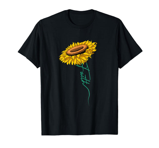 Sunflower Faith Blessed Jesus Sunflower Religious Christian T-Shirt