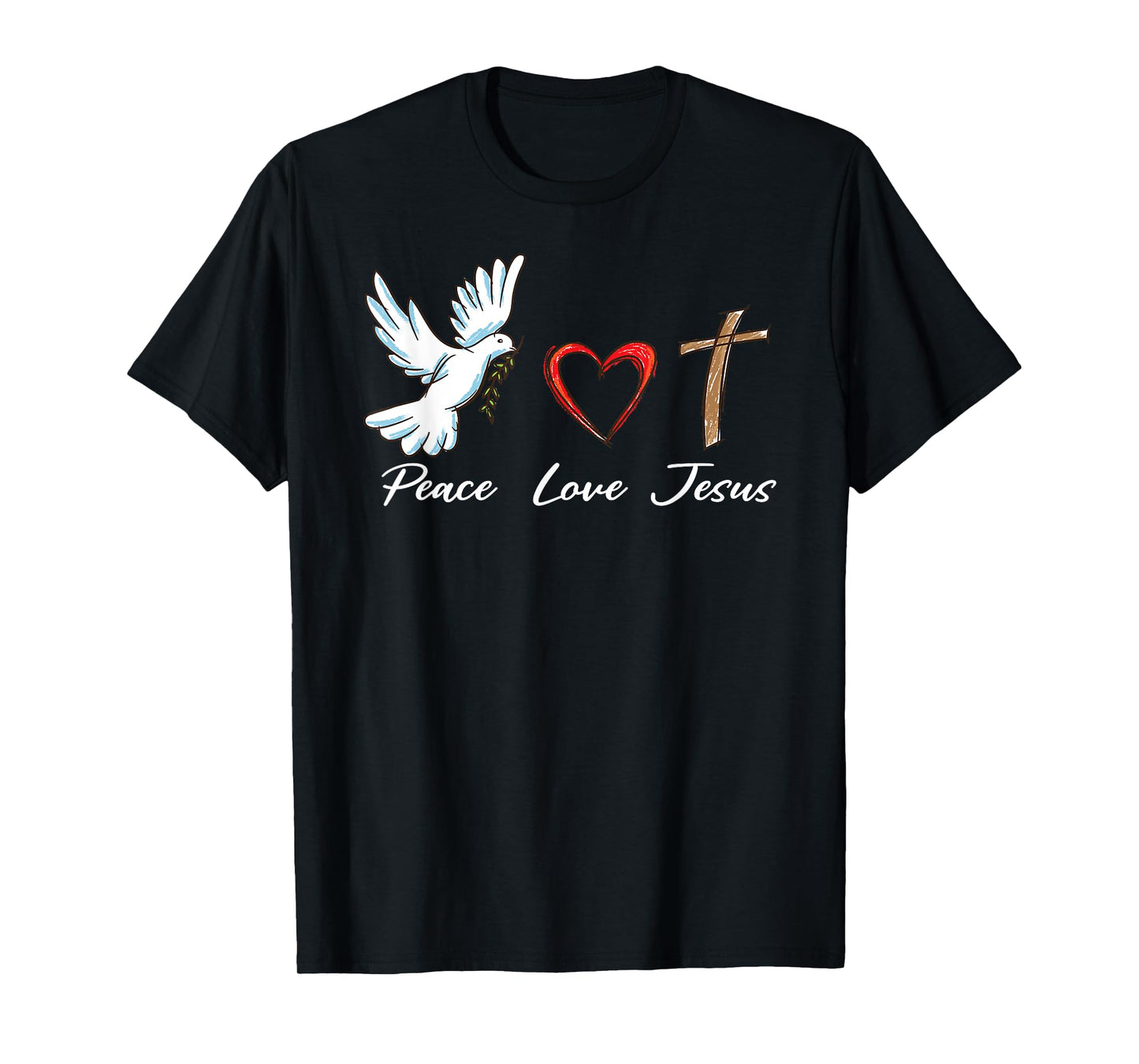 Peace Love Jesus Cute Dove Christian Cross & Faith God T-Shirt