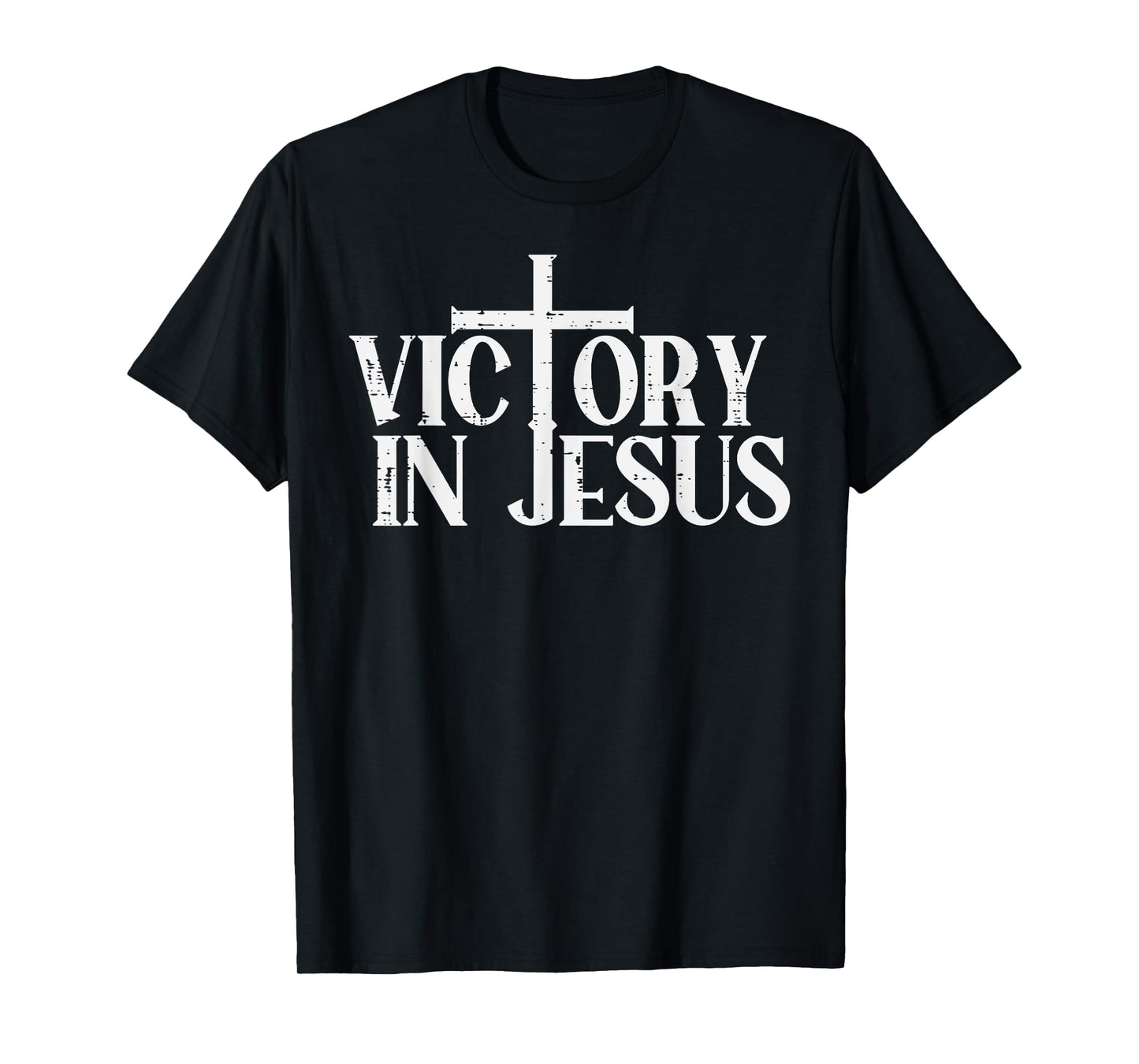 Victory In Jesus Cross God Faith Christian Men Women Kids T-Shirt