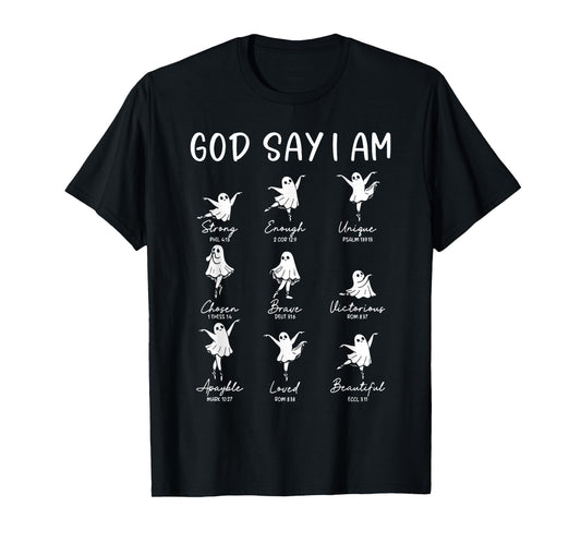 God Say I Am Ballet Ghost Ballet Dancer Teacher Halloween T-Shirt