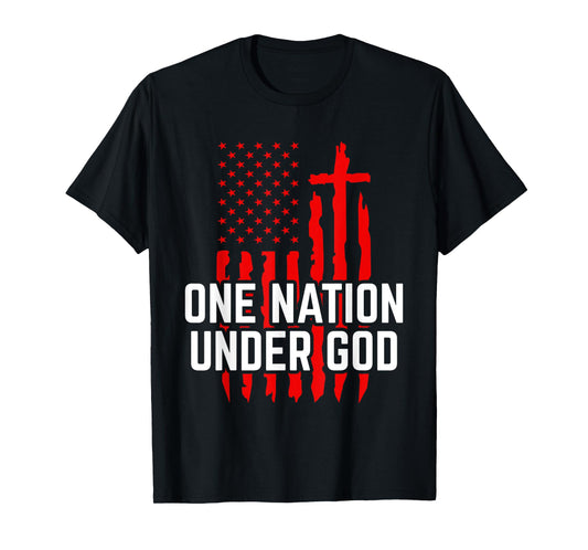 One Nation Under God Jesus Blessed American Flag T-Shirt