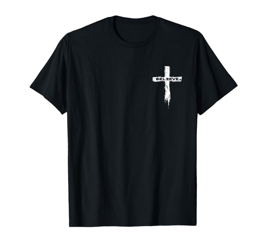 Christian Cross Religious Believe Graphic T-Shirt - Unisex-Adults, Unisex-Kids, Girls - Black - Short Sleeve - Small - Modern - Graphic T-Shirt