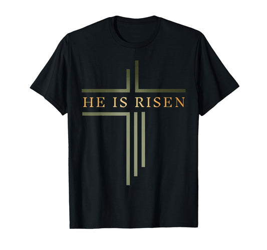 He Is Risen Cross Jesus Religious Easter Day Christians T-Shirt