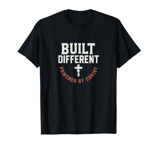 Built Different Powered by Christ Christian Philippians 4:13 T-Shirt