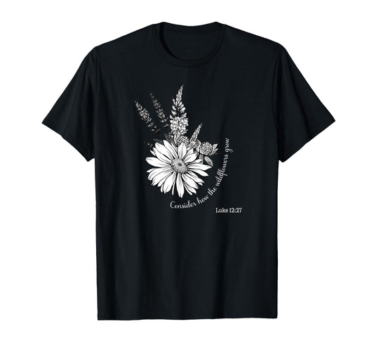 Women's Christian Botanical Flower Scripture T-Shirt