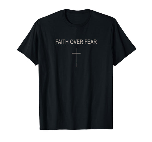 Subtle Christian Faith Over Fear Cross Religious Minimalist T-Shirt