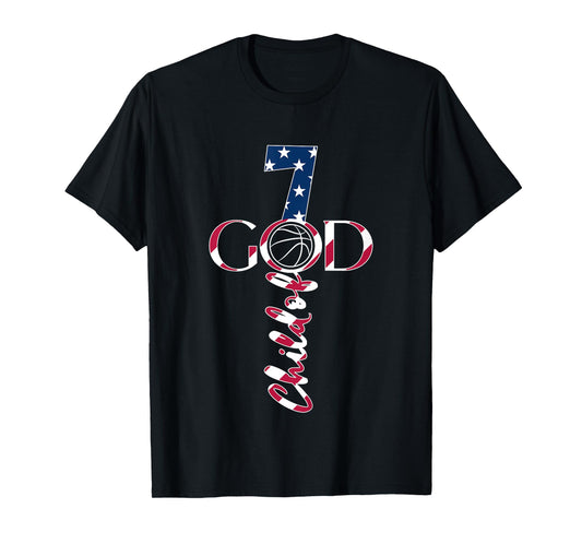JESUS 7 YEARS CHILD OF GOD BASKETBALL 7TH BIRTHDAY T-Shirt