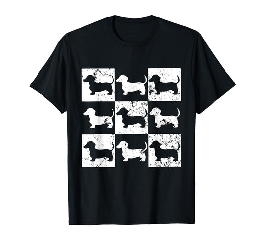Dachshund Checkerboard Tee - Weiner Dog Lovers Dachshund T-Shirt