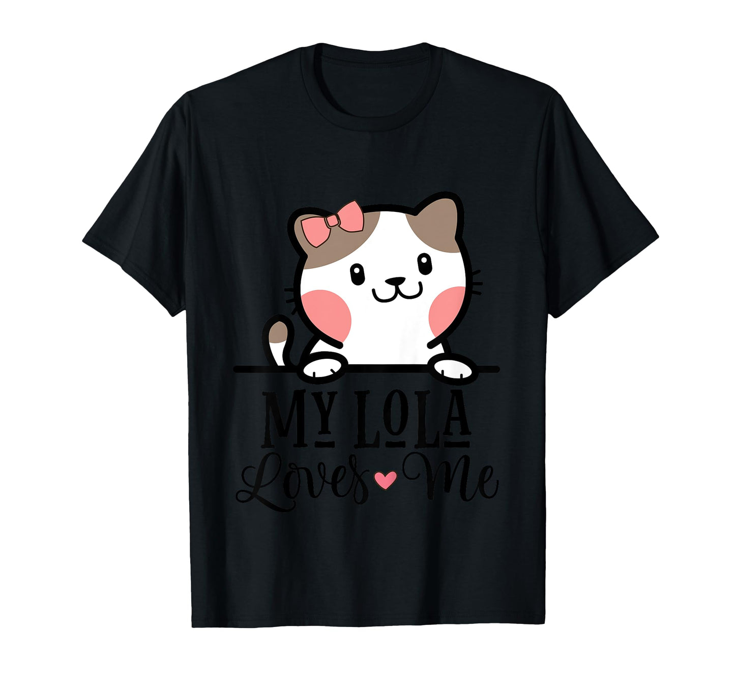 Kids My Lola Loves Me Grandkids Kitty T-Shirt