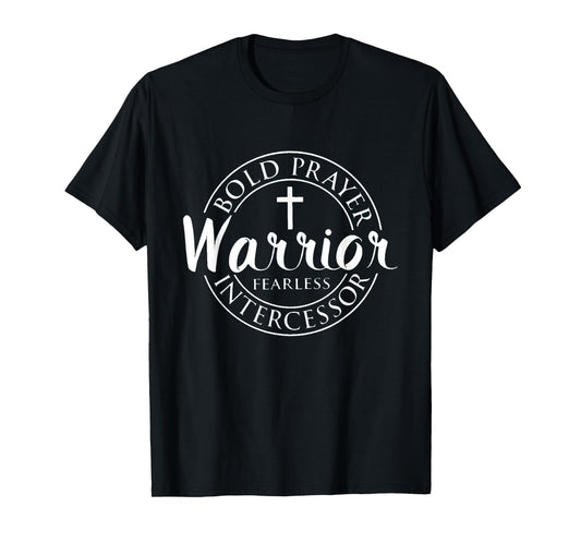 Prayer Warrior Black Unisex-Adults T-Shirt, Small, Short Sleeve, Religious Theme
