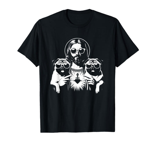 Jesus Pugs - Funny Christian Religious Dog Lover Men Women Girls Kids T-Shirt