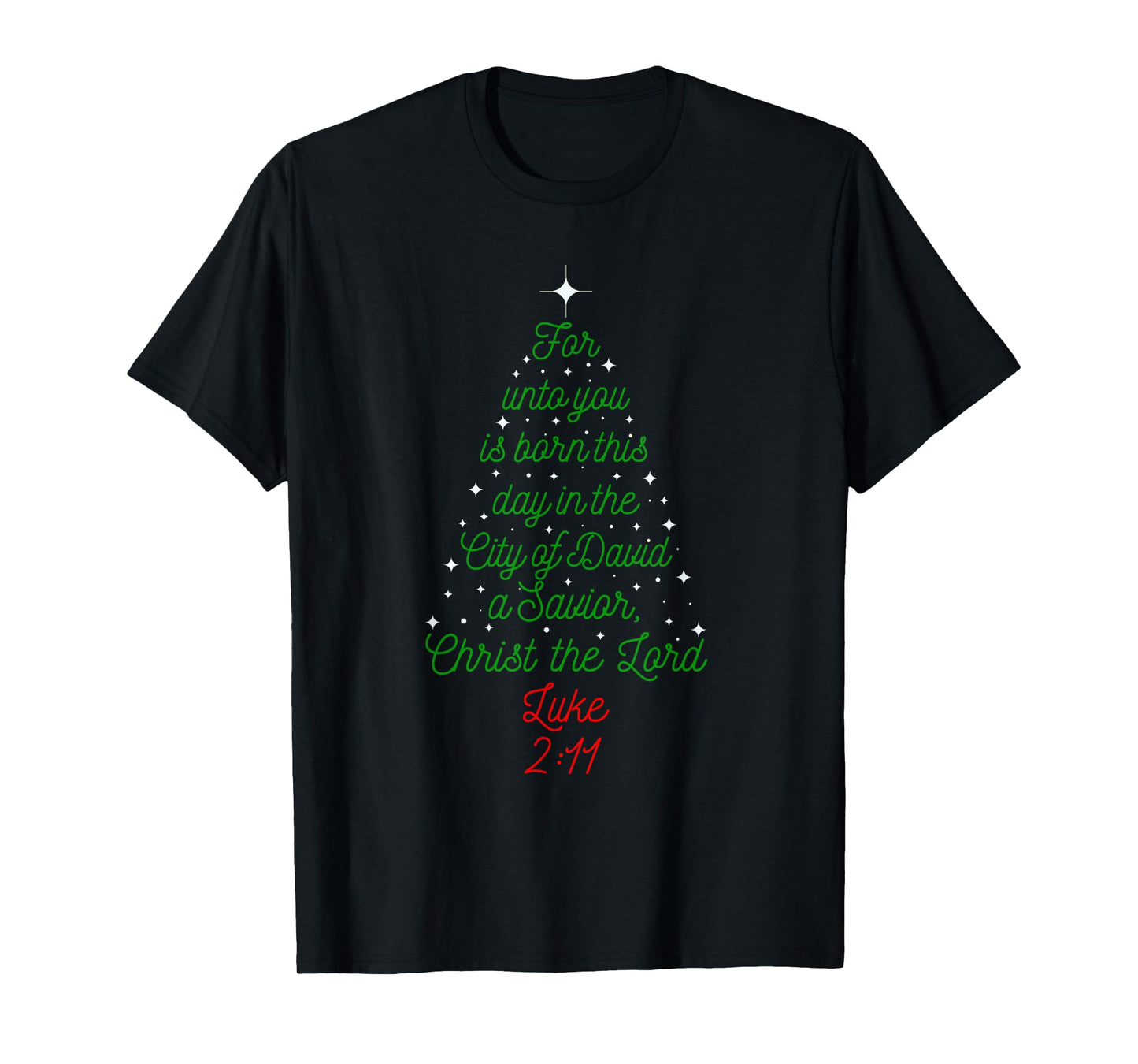 Savior is Born Bible Verse Christmas Tree Holiday Religious T-Shirt